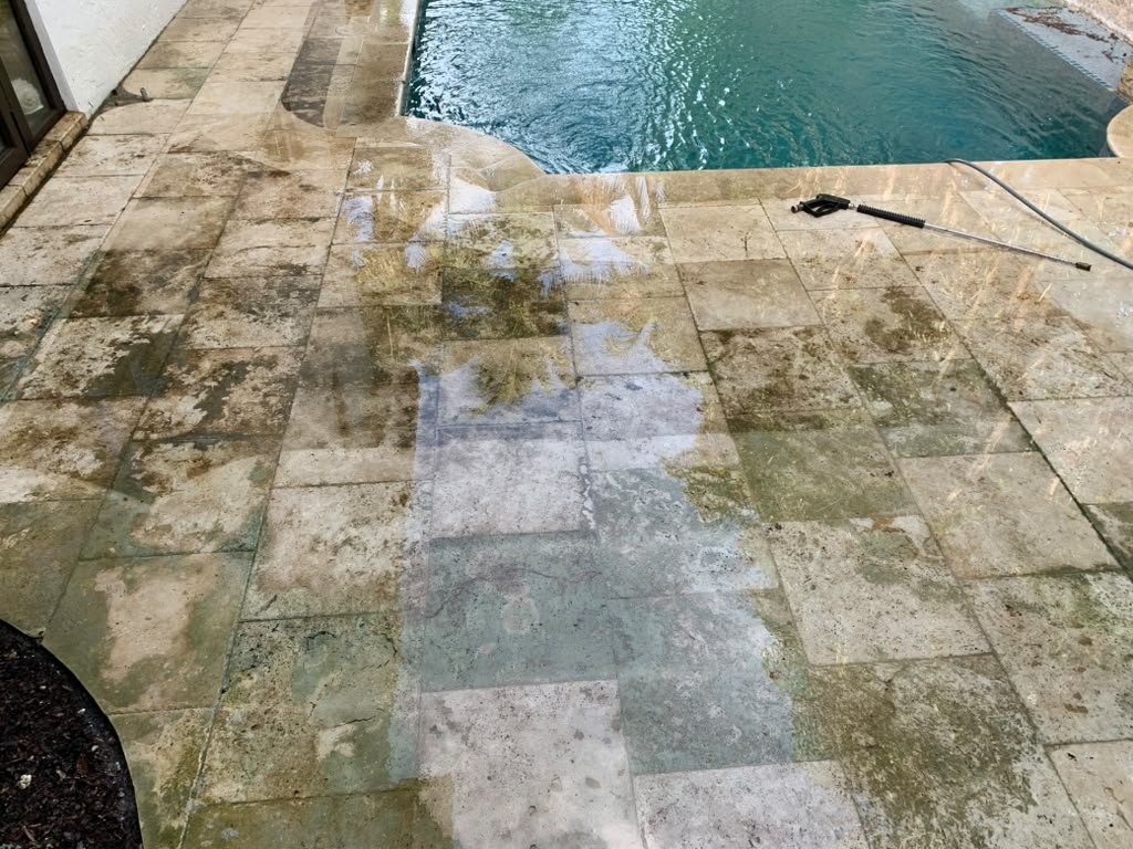 Before — Travertine Pool Deck in South Florida